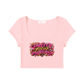 Pretty Focus & Prosperous  Slim Crop Tee – Cap Sleeve