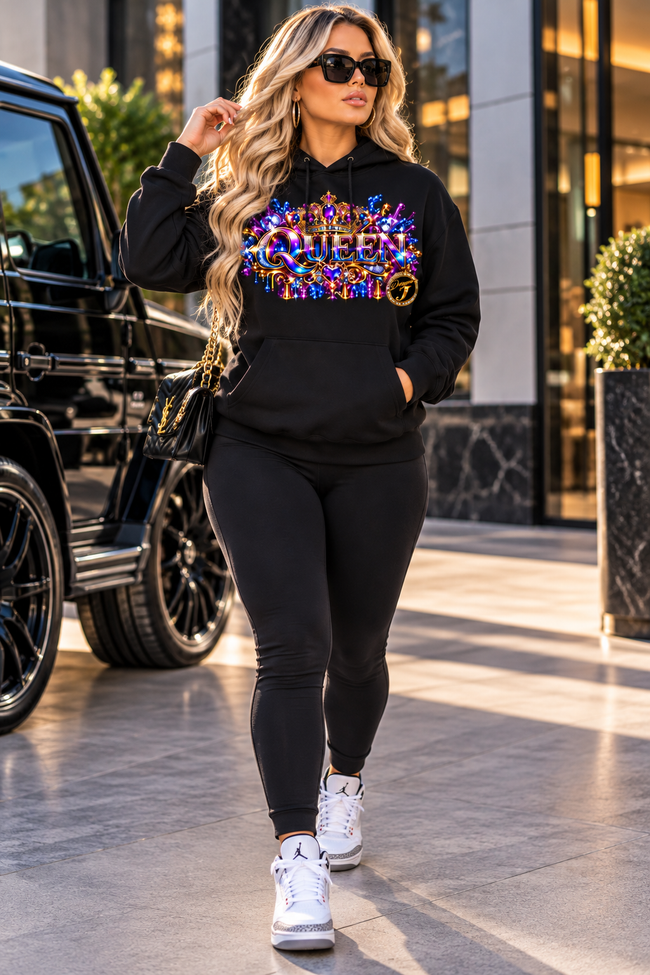 Women’s Queen Crop Drop Shoulder Hoodie
