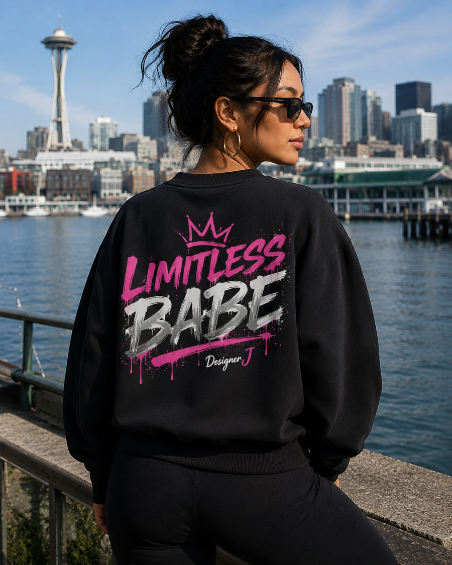 LIMITLESS BABE Crop V-Neck Sweatshirt