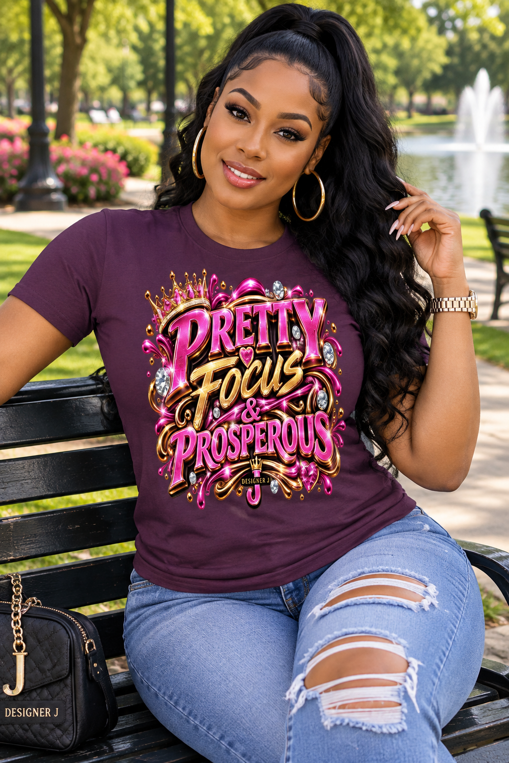 Pretty Focus & Prosperous Women's Slim T-Shirt
