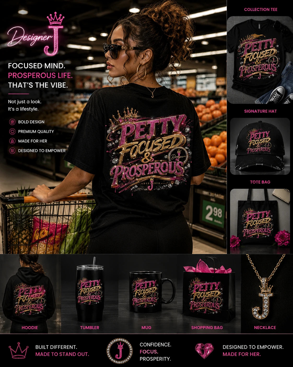 Designer J women's focused and prosperous T-shirt collection